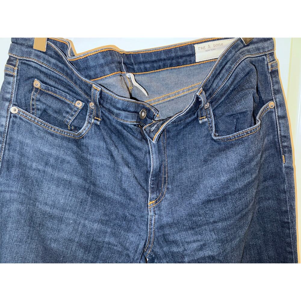 Rag & Bone Jeans Women Size 32 Dark Wash Button Fly High Rise Skinny Raw Hem